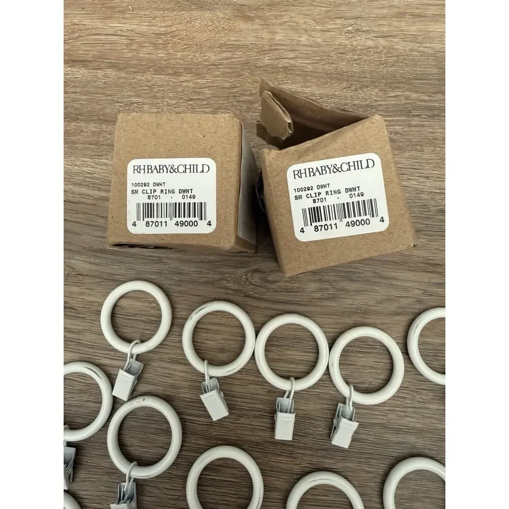 Restoration Hardware Baby & Child Clip Rings Distressed White Set 14 Small 3/4